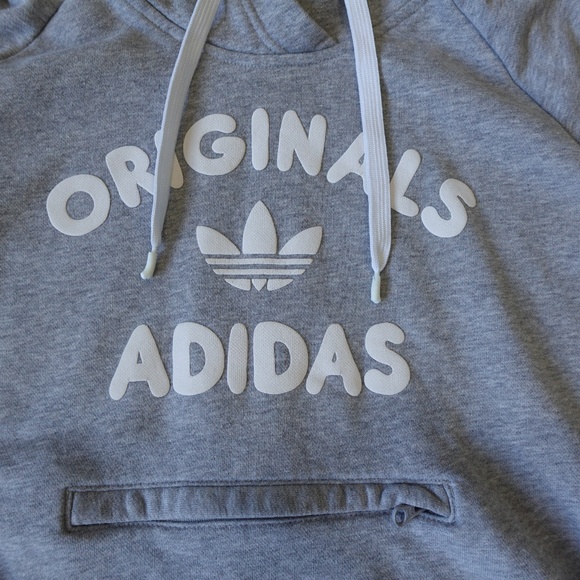 Adidas Originals Trefoil Hoodie Gray Pullover Sweatshirt Size M - Picture 2 of 5
